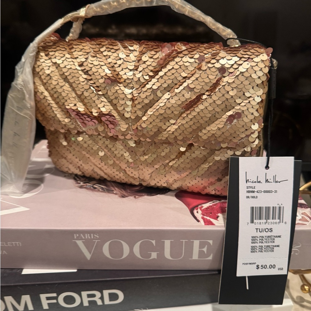 Nicole Miller Gold Sequin Clutch